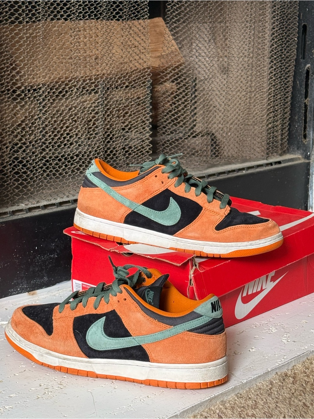 Nike Men’s Dunk Ceramic Low Orange & Black Suede Sneakers